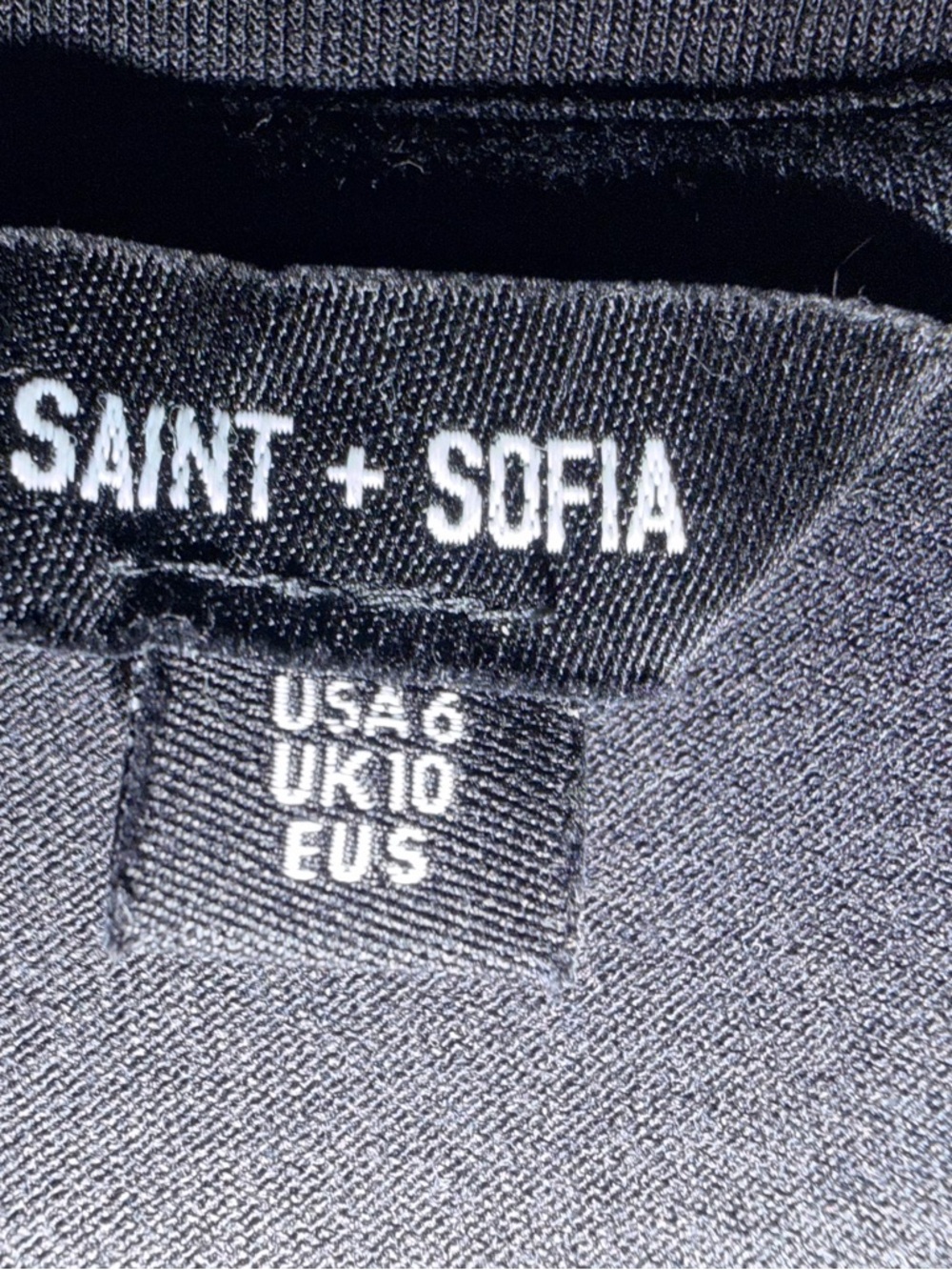 Saint + Sofia Woman's Black Short Sleeve Tee with Gold Lightning Motif - Picture 3 of 10